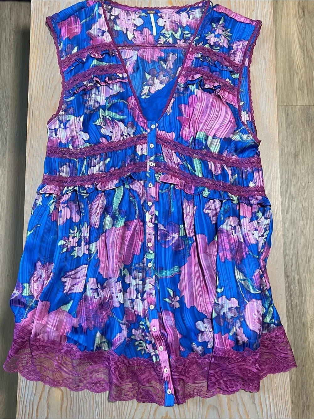 Free People Spring Fling mini dress in ultra violet floral combo size medium